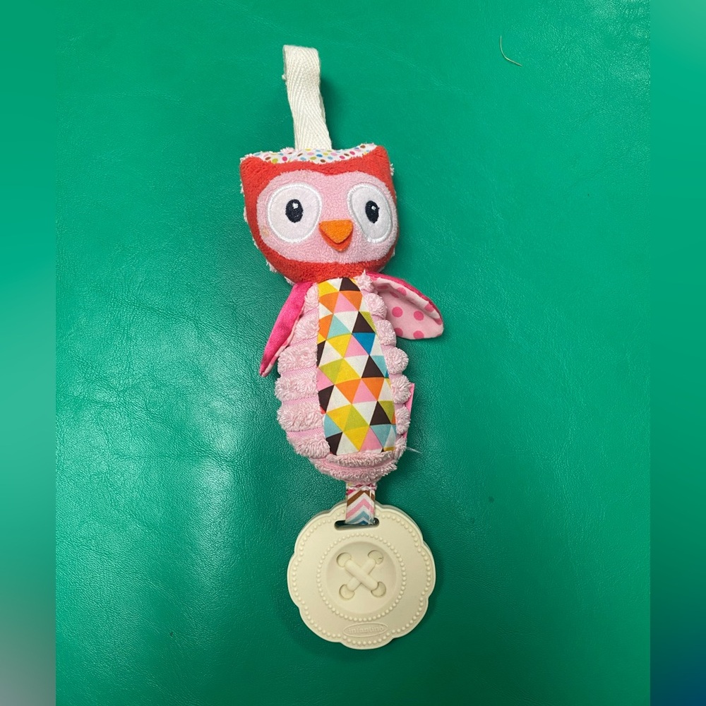 Infantino Red and Pink Owl Stuffed Animal Toy